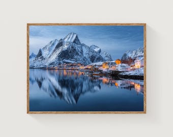 Reine Lofoten Winter Print, Norway Village, Nordic Landscape Photography