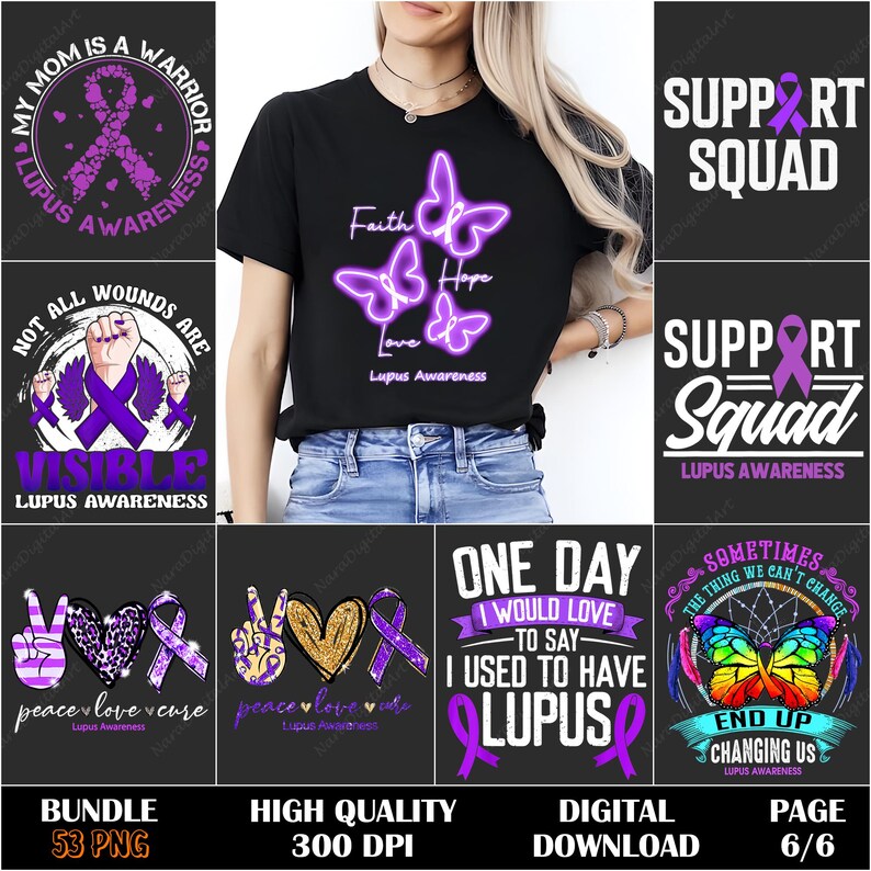 Lupus Awareness PNG, Purple Ribbon Sublimation, Chronic Illness Clipart ...