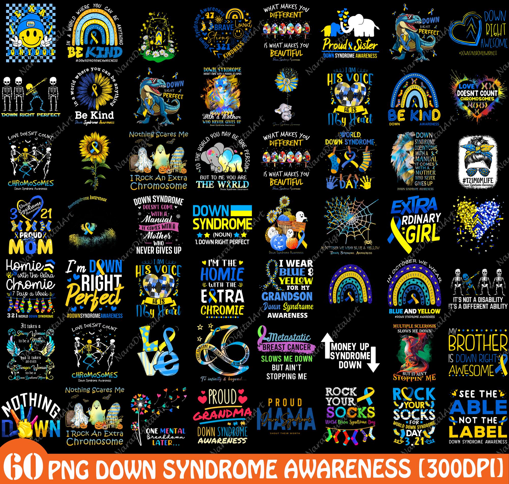 Down Syndrome Awareness PNG Bundle, Blue Yellow Ribbon Designs, T21 ...