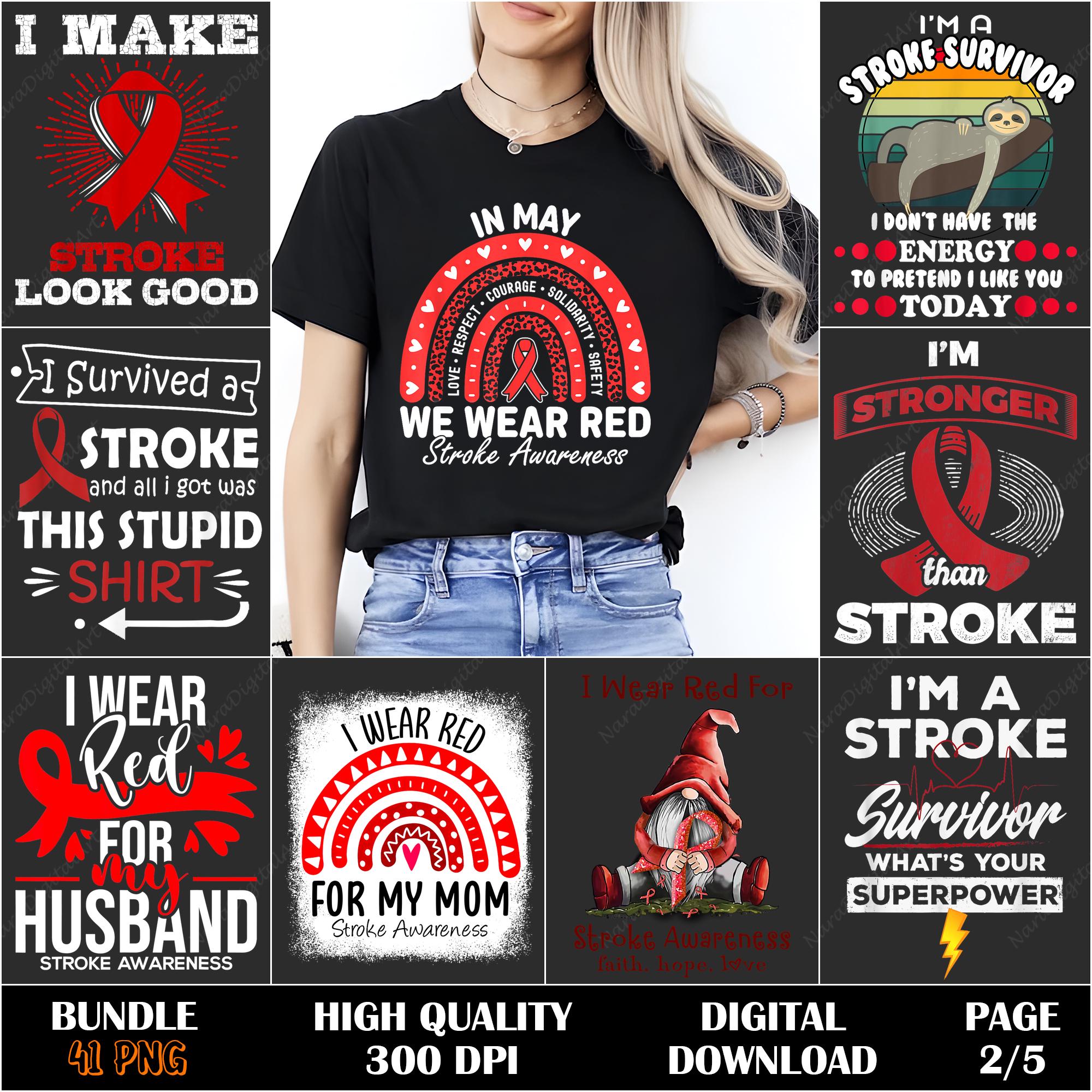 Stroke Awareness PNG Bundle, Stroke Warrior Sublimation Designs, Heart ...