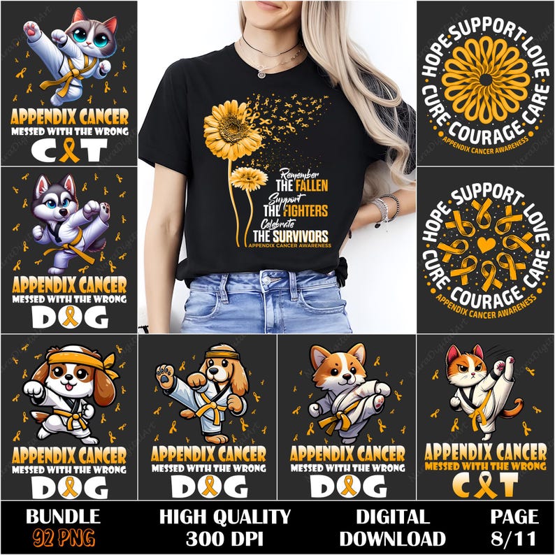 Appendix Cancer PNG, Amber Ribbon Design, Cancer Awareness Bundle ...