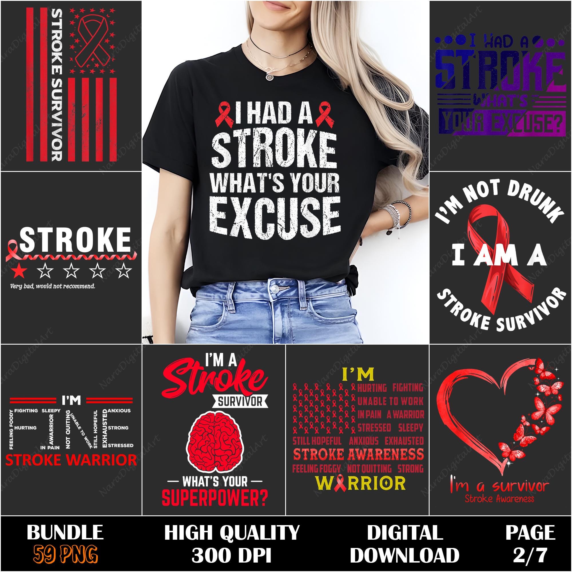 Stroke Warrior PNG Bundle, Stroke Awareness Sublimation Designs ...