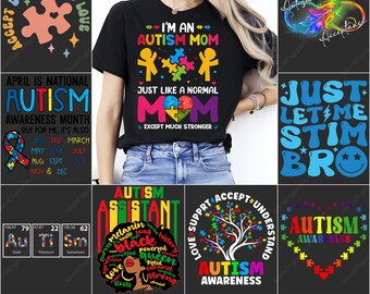 Pacchetto PNG mamma autistica, design PNG consapevolezza autismo, grafica sublimazione autismo, pacchetto digitale autismo, file PNG puzzle autismo