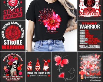 Stroke Warrior PNG Bundle, Stroke Awareness Sublimation Designs, Digital Download, Stroke Support Graphics, High Quality Stroke Art