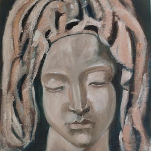 Virgin Mary Oil Painting – 38 x 24 cm Canvas, Unframed, Sacred Art
