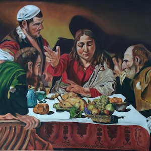 Caravaggio Reproduction Oil Painting | Supper at Emmaus | Handmade Baroque Masterpiece Wall Art