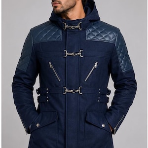 Handgemachte DMC Devil May Cry 5 Nero Blau Trench-Kapuzen-Mantel-Jacke