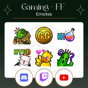 FF Fantasy Twitch Emotes | Cute Twitch Emotes | Discord Emotes | Discord Roles | Streamer Emotes |  Chocobo, Moogle | Youtube, Discord