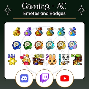 Cute Animal Twitch Emotes and Subscriber Badges | Cozy Gaming Vibes | Bell Bag | Instant Download | For Twitch, Discord, & YouTube