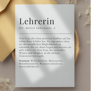Definition Lehrer Abschiedskarte Lehrerin Geschenk zum Abschied Kollegin Abschiedsgeschenk Dankeskarte Geschenkidee Kollege Referendarin