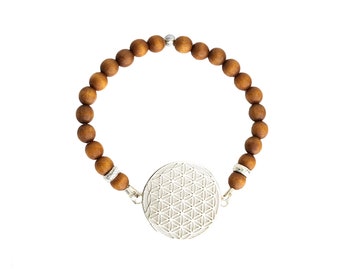 Flower Of Life Bracelet with sandalwood and Silver