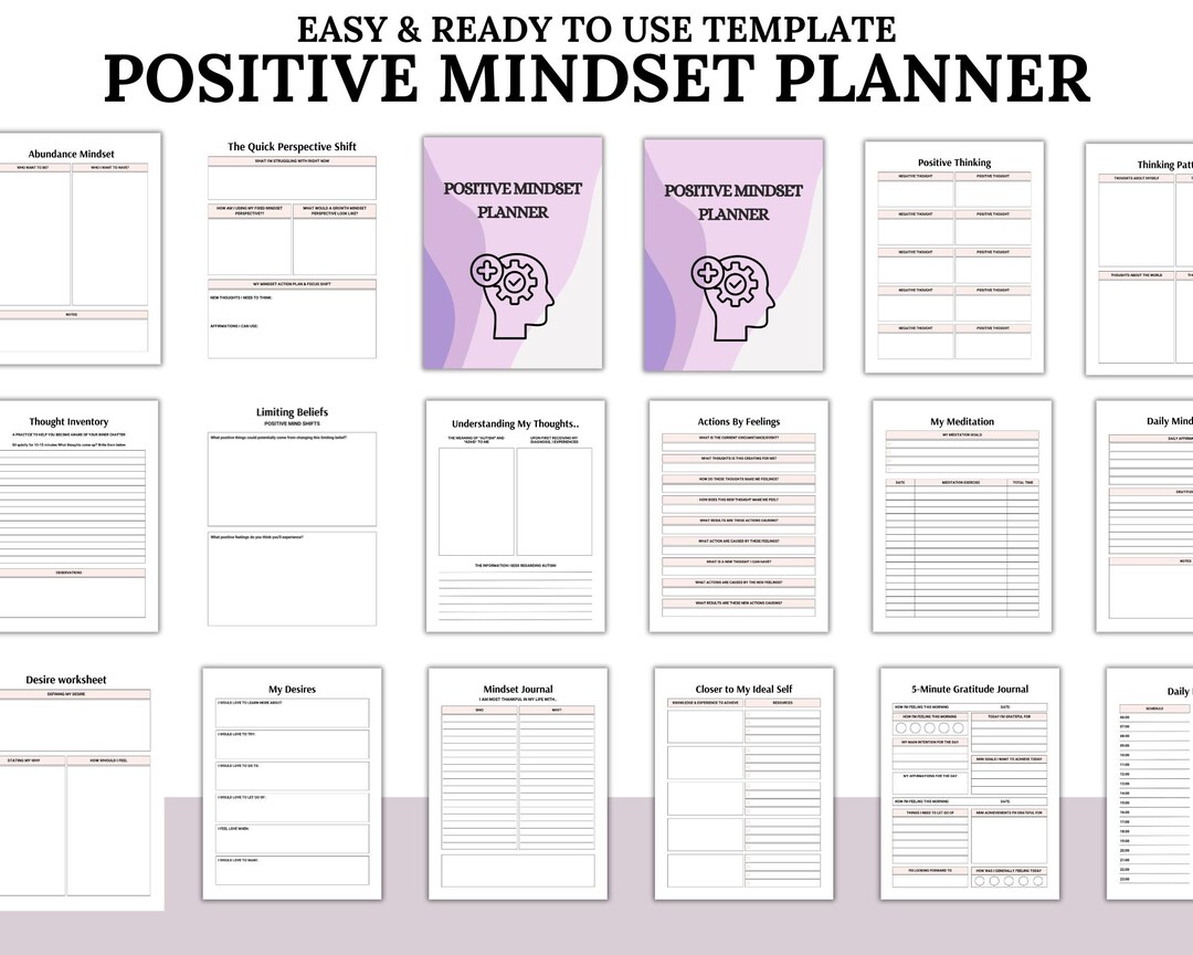 Positive Planner Example Positive Mindset Planner, Printable & Editable Template, Daily ...