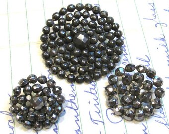 Victorian Cut Steel BUTTONS Three (3) Cut Steel Buttons 3 Sizes Openwork NBS Collectible Shiny Buttons Jewelry Sewing Supplies (G518)