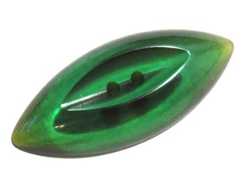 VINTAGE Button One (1) Bakelite Button Translucent GREEN Button Spindle Shape Excellent NBS Collectible Wedding Jewelry Supplies (F514)