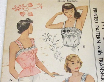 Vintage McCall's Printed Pattern #1423 Size 14 CAMISOLES Transfer Included 1948 Sewing Notions Pattern Vintage Fashion Supplies (J316)