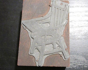 VINTAGE Type Block Baby Highchair Printers Block Letterpress Large Babies HIGH Chair Baby Shower Stunning Stamp Printing Typesetting (F523)