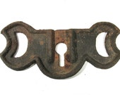 ANTIQUE Cast IRON Key Escutcheon Huge Architectural Salvage Rusty Hardware Snowbird Cast Iron Key Hole Cover Escutcheon (D86)