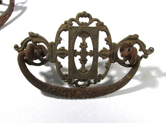 Ornate Brass Drawer Pulls Handles Three 3 Vintage Antique Etsy
