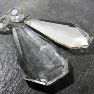 Chandelier CRYSTALS Beveled Faceted Crystal Prisms Two (2) VINTAGE Chandelier Crystals Great Shape! Prism Pendant Ornament Supplies (D239)