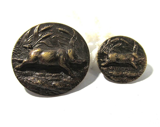Running Boar Victorian Picture Button ANTIQUE Mother Daughter Pig ...
