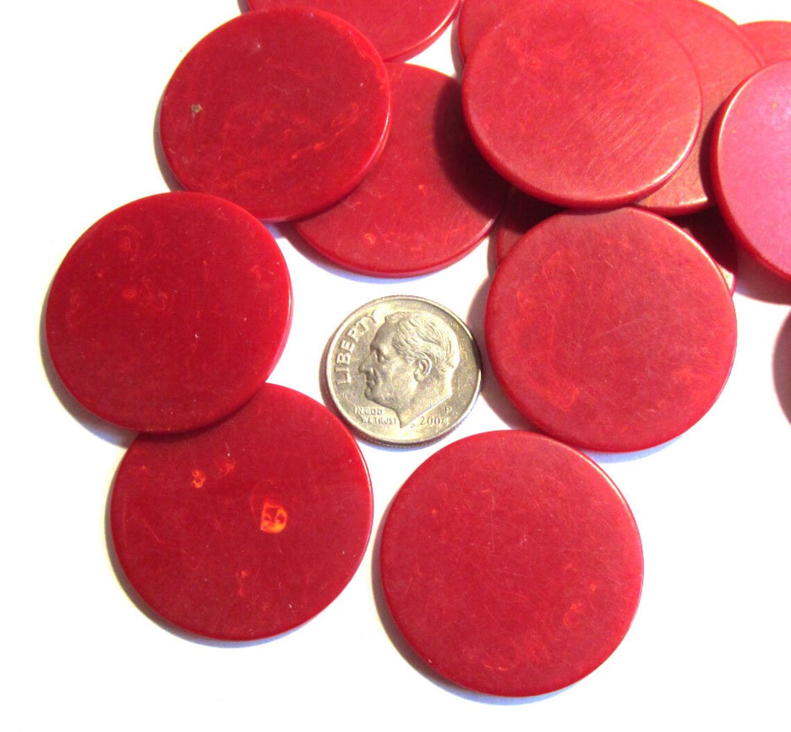 Bakelite Poker Chips Four 4 VINTAGE Marbled RED Bakelite Etsy