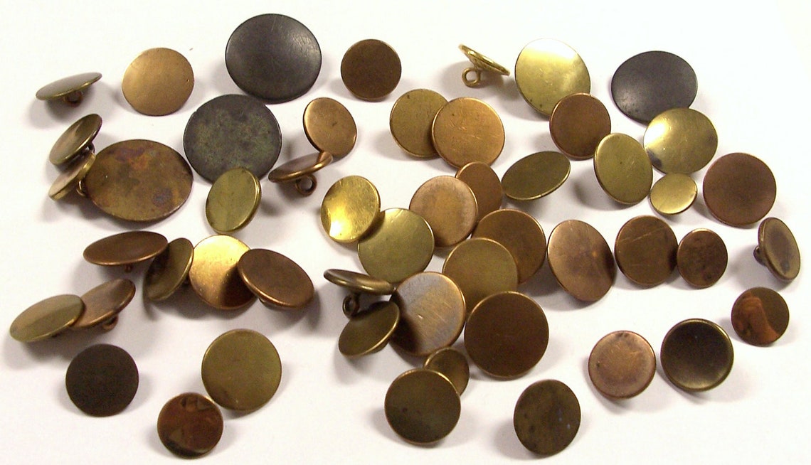 VINTAGE Gilt BUTTONS Antique 1800s Metal Buttons Brass Treble Etsy