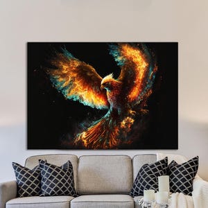 Phoenix Wall Art, Huge Canvas Wall Art, Phoenix Bird Canvas, The Phoenix Art, Phoenix Wall Decor
