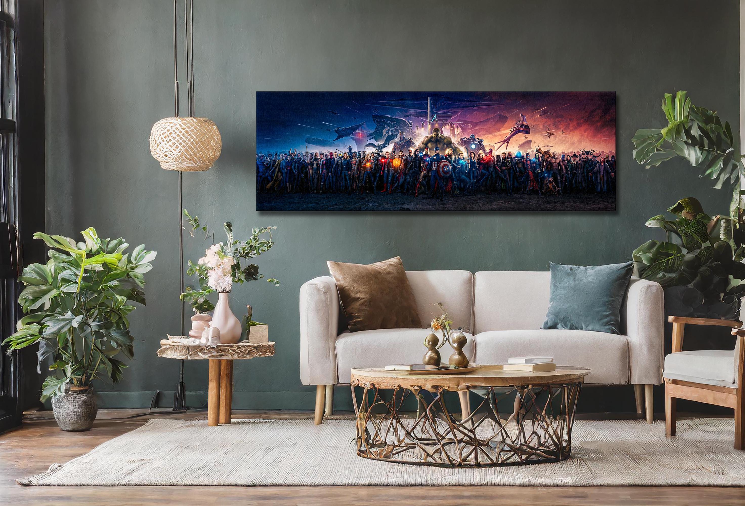 Marvel All Characters Panaromic Canvas Wall Art Blockbuster Fine Art ...