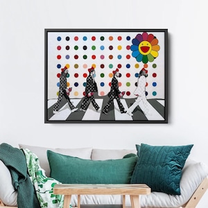Abbey Road Beatles Pop Art Canvas Wall Art, Iconic Music Print, Retro Street Art Decor, Ready to Hang