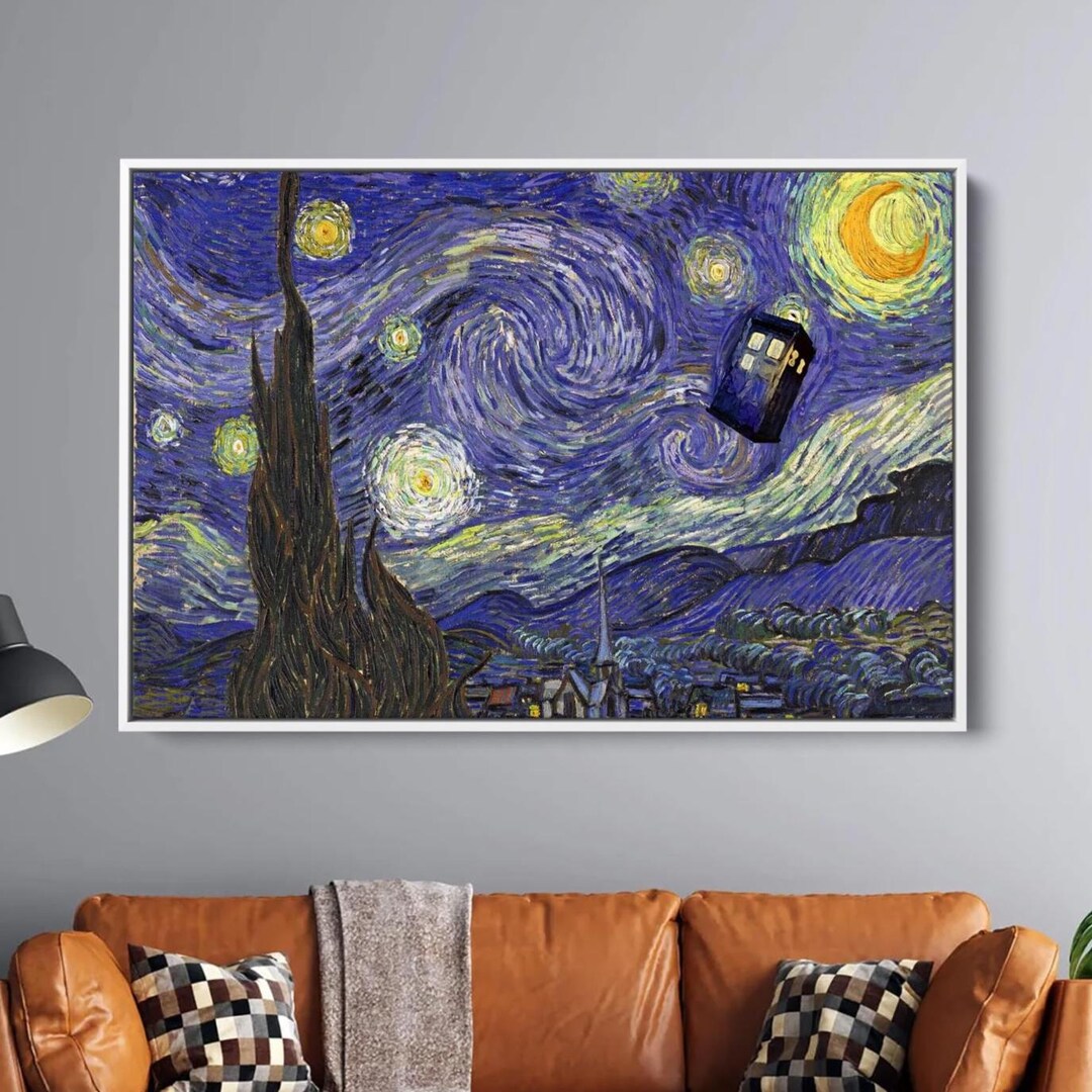 Van Gogh Starry Night Inspired ,doctor Who TARDIS Canvas Wall Art ...