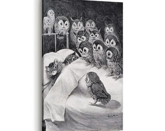 Louis Wain Cats Nightmare, Canvas Giclee Print, Funny Cat, Cute Cat Canvas Print Reproduction Cat Lover Gift Cat Art Fun Art Ready to Hang
