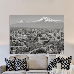 Mount Ararat and Yerevan viewed from Cascade at sunrise,Canvas Print Ready to hang, Yerevan,Armenia Wall Art Mount Ararat Art,Armenian Gift