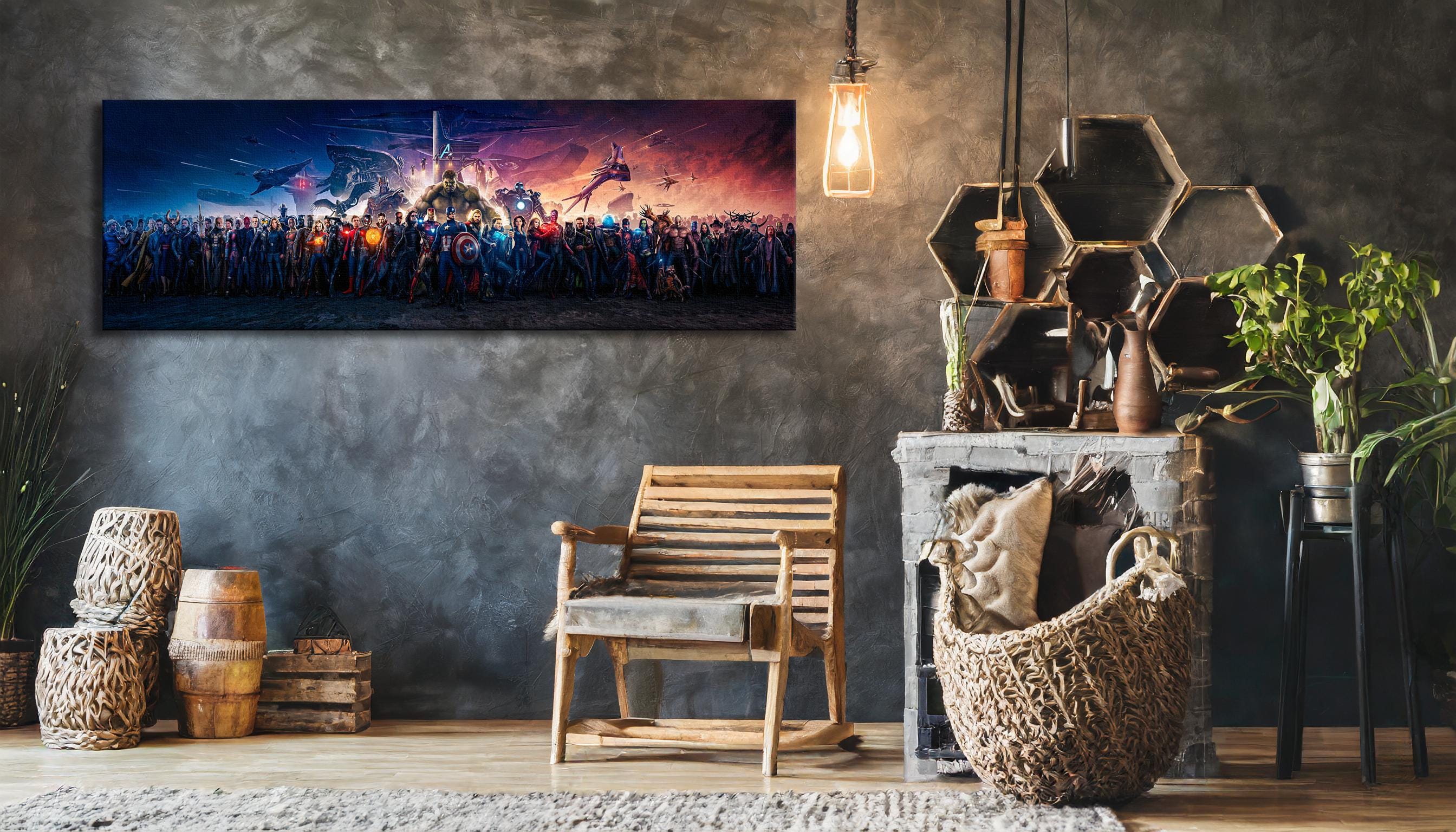 Marvel All Characters Panaromic Canvas Wall Art Blockbuster Fine Art ...