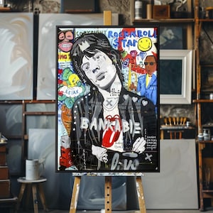 Bankable MJ Street Graffiti Oil Painting, Bankable MJ 100% Hand Painted Canvas, Iconic Urban Pop Art Decor