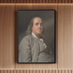 Benjamin Franklin Painting by Joseph Duplessis, Canvas Wall Art, Framed Print – Historical Portrait, American Revolution Art, Vintage Decor