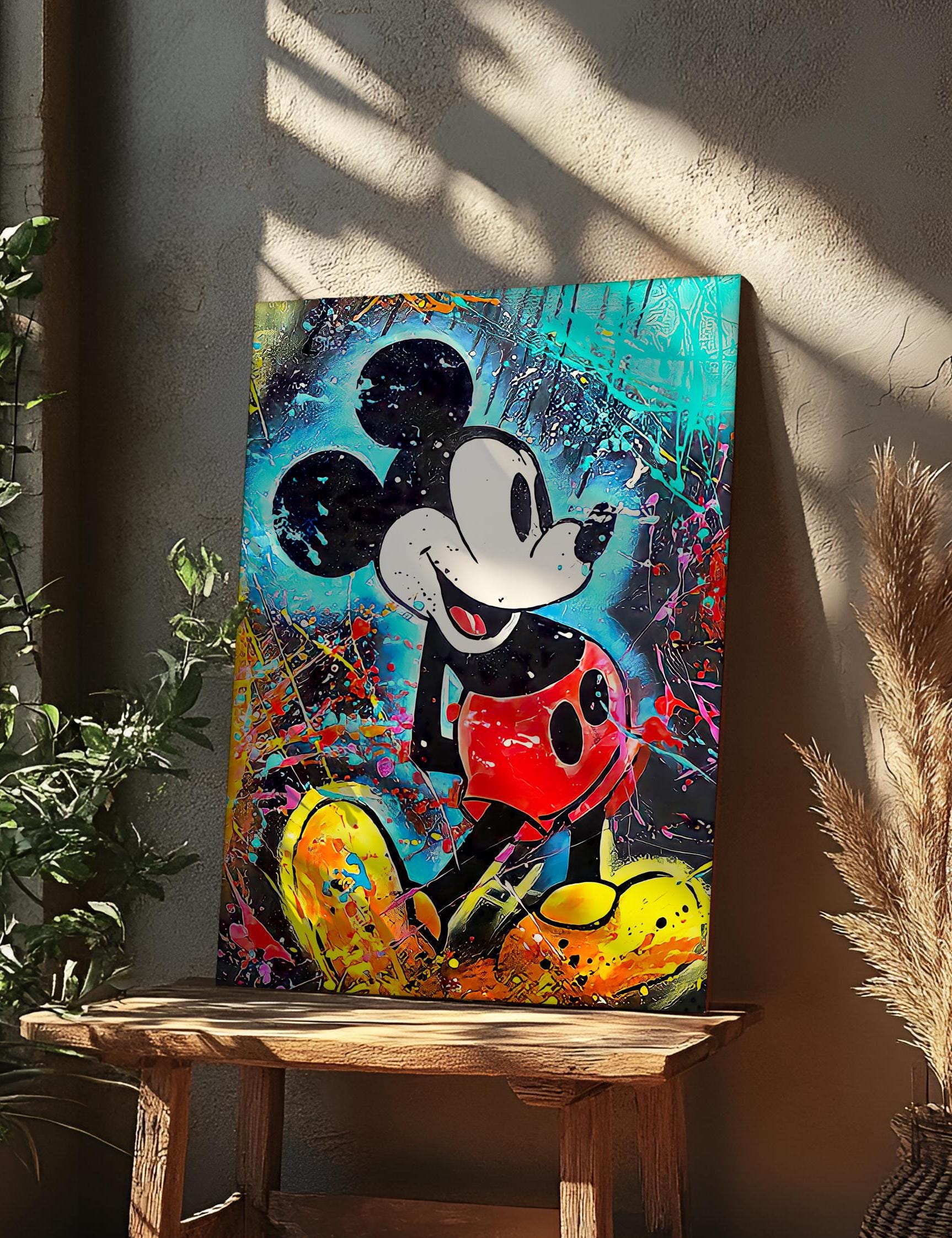 Abstract Mickey Mouse Pop Art Graffiti Painting, Mickey Mouse Handmade ...
