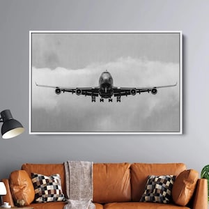 Aircraft Canvas Wall Art Print - Airplane Picture - Airplane Sky-Aviation Print on Canvas-Vintage Gift Art Set -Turbine Decor-Amazing Flight