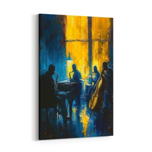 Abstact Jazz , Night and Music, Concert, Orchestra, Jazz Wall Decor, Canvas Painting Print