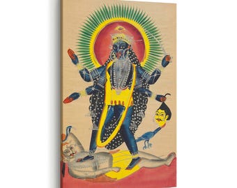 When Kali Trampled Shiva, Indian Art, Print on Canvas, Indian Gods, Hindu Art, Indian Folk Art, Canvas Print, Indian CANVAS Ready to Hang