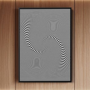 3D Spiral Illusion Print - Hypnotic Optical Art - Trippy Black & White Wall Decor - Geometric Abstract Poster - Modern Design