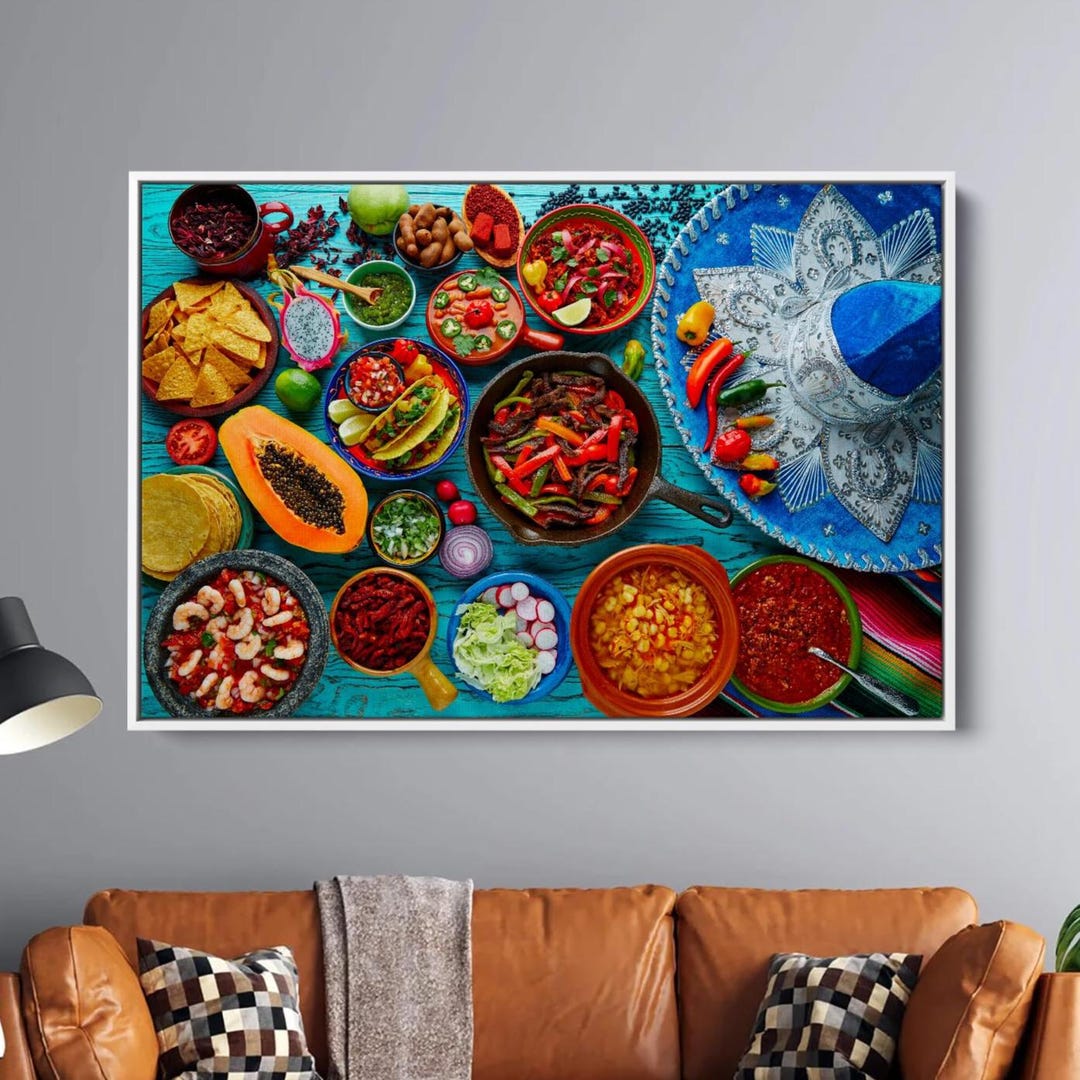 Mexican Food Mix Background, Canvas Art Wall Decor, Mexican Food Wall ...