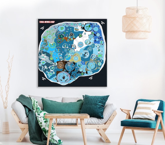 Terra Infinita Flat Earth Map High Resolution Canvas Print - Extra
