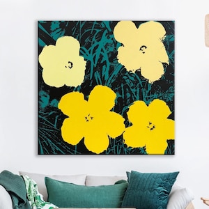 Andy Warhol Silk Screen Flowers Pop Art Canvas, Iconic Modern Wall Art, Vibrant Print, Ready to Hang