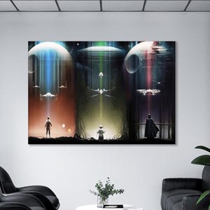 Star Wars Abstract Canvas Wall Art – Modern Movie-Inspired Painting on Canvas, Bold Sci-Fi Wall Decor for Home or Office
