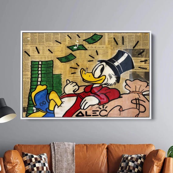 Rich Uncle Art Graffiti canvas Money Pop art poster Dollars wall art Modern wall art Ready to hang Office Wall Art Decor Abstract canvas art