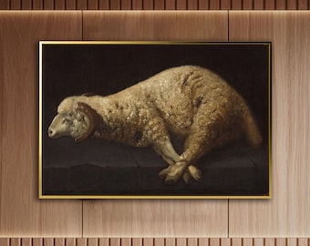 Agnus Dei Canvas Wall Art, Framed Print, Rolled Canvas Poster – Religious Art, Baroque Style, Lamb of God, Home Decor, Spiritual Artwork