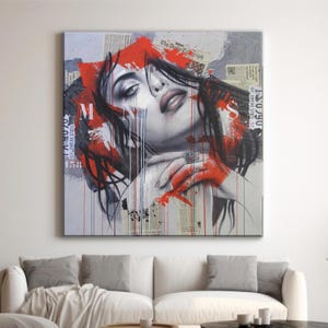 Abstract Woman Pop Art Street Graffiti Art Canvas Wall Art – Bold and Colorful Urban Style, Modern Pop Art, Contemporary Wall Decor,Graffiti