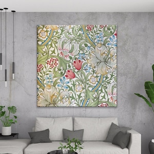 Exposición de arte de William Morris, ilustración de madreselva, impresión rústica retro vintage, arte de pared, decoración de lienzo para sala de estar