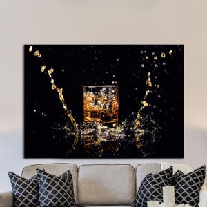 Whiskey canvas wall art Modern bar wall decor Man cave and Masculine home decor Kitchen and Cottagecore decor Extra large wall art