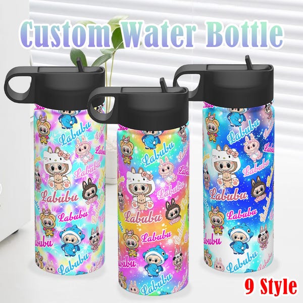 Little Surprise Box Labubu Blue Checks Kids Water Bottle 500ml main image 0